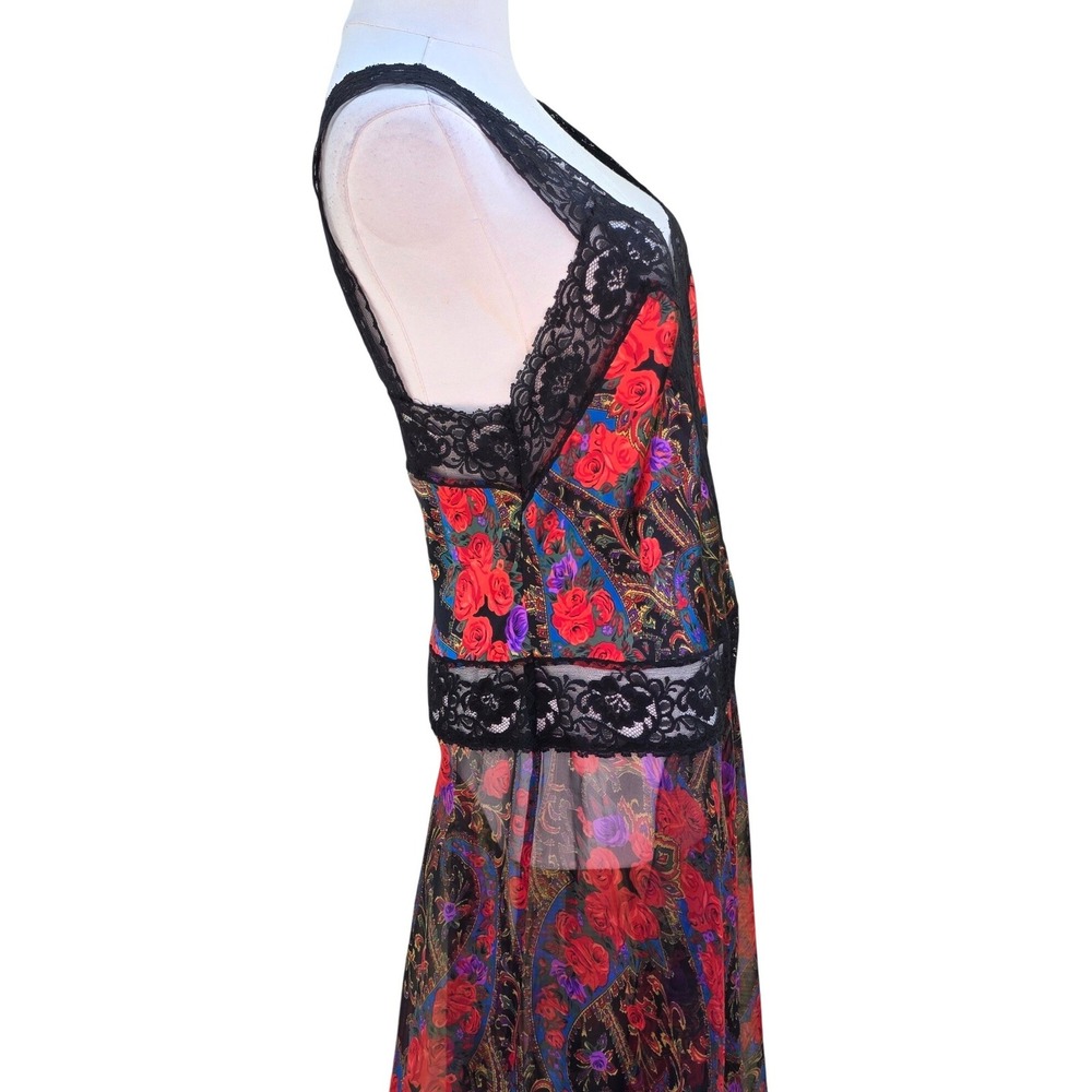 Victoria's Secret vintage 90Maxi Dress Womens M Multicolor ‎ Floral Paisley Lace - Picture 12 of 16